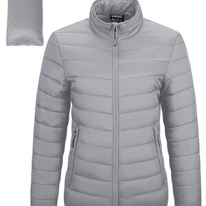 Packable Full-Zip Puffer Jacket Quilted Lightweight Winter Coat Chic